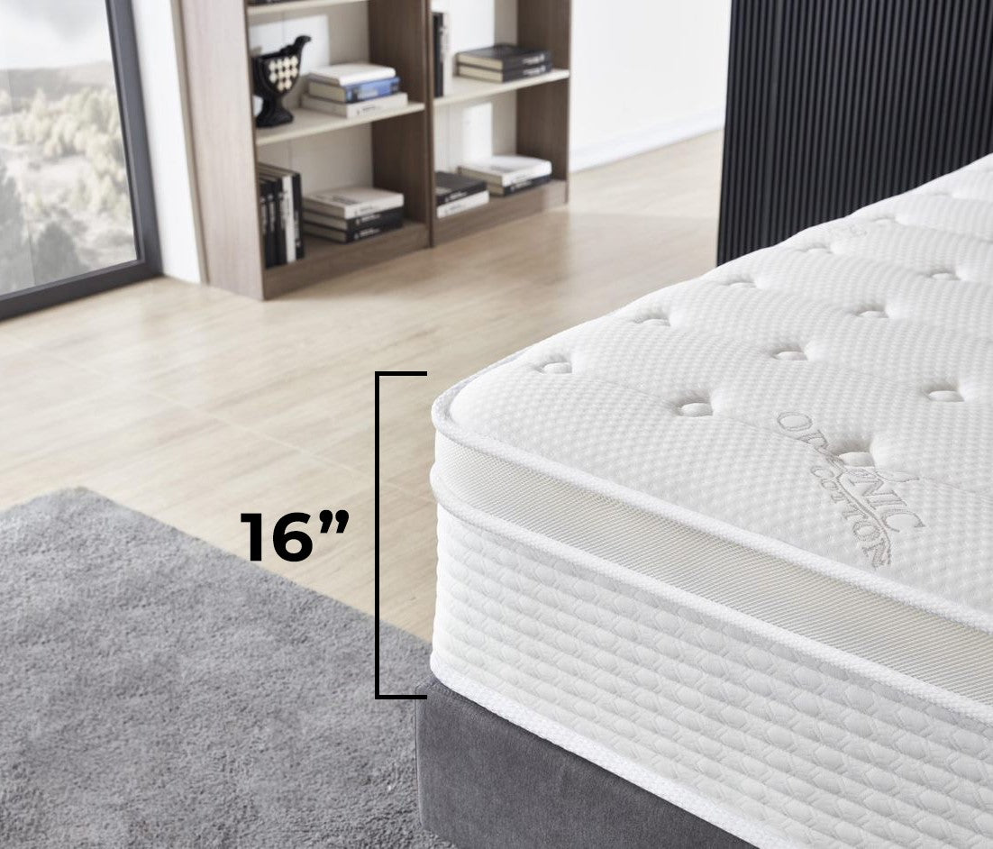 16" Cool Memory Foam Spring Hybrid Mattress With Breathable Cover