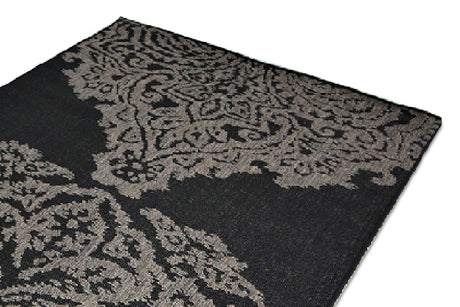 Jute Collection® Black Damask Design Jute Area Rug