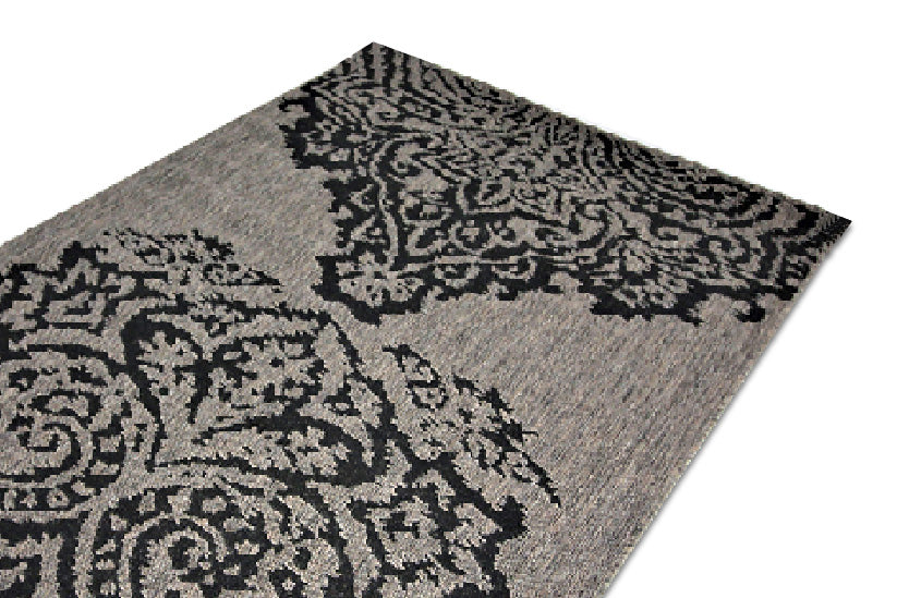 Jute Collection® Grey Damask Design Jute Area Rug