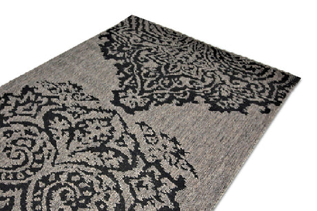 Jute Collection® Grey Damask Design Jute Area Rug