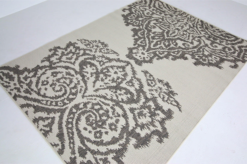 Jute Collection® Ivory Damask Design Jute Area Rug