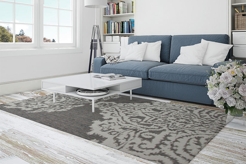 Jute Collection® Neutral Damask Design Jute Area Rug
