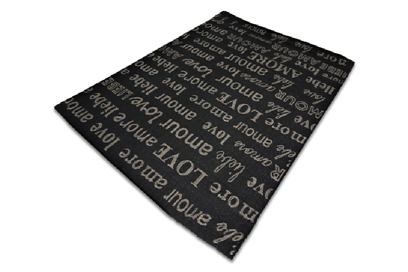 Jute Collection® Black Love All-Over Design Jute Area Rug