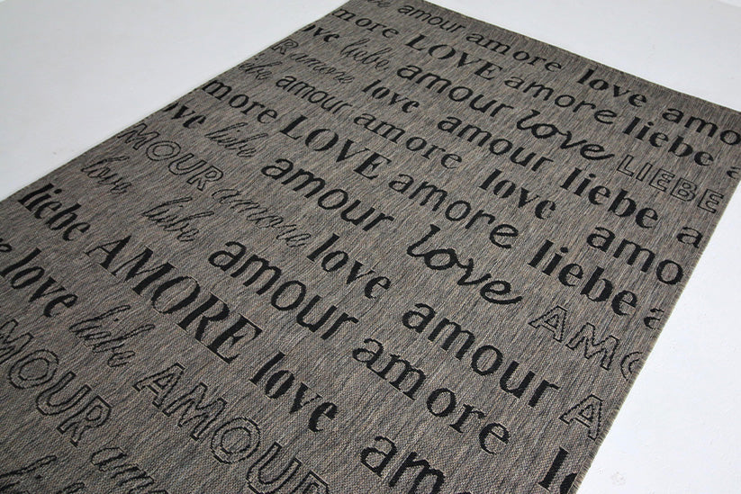 Jute Collection® Grey Love All-Over Design Jute Area Rug