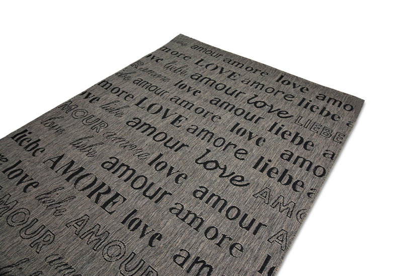Jute Collection® Grey Love All-Over Design Jute Area Rug