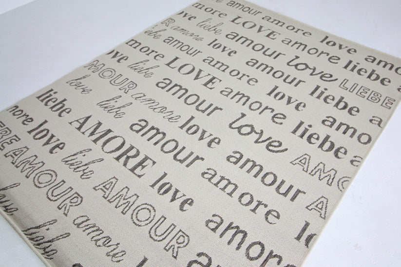 Jute Collection® Ivory Love All-Over Design Jute Area Rug