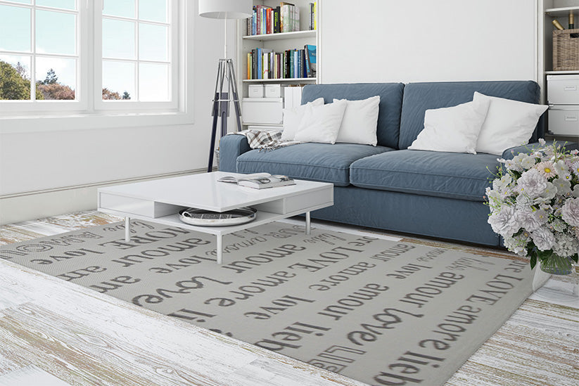 Jute Collection® Ivory Love All-Over Design Jute Area Rug