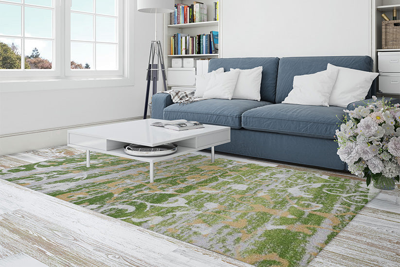 Paris Collection Oriental Cream Green Gold Area Rug