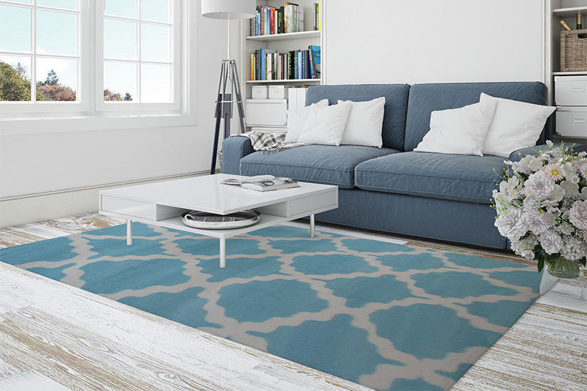 Generations Contemporary Pattern Light Blue White Modern Area Rugs 8041