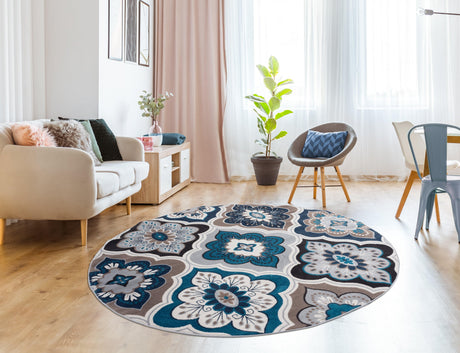 Generations New Contemporary Panal & Diamonds Beige Navy Coral Blue Grey Modern Area Rugs 8036 - HomeLife Company
