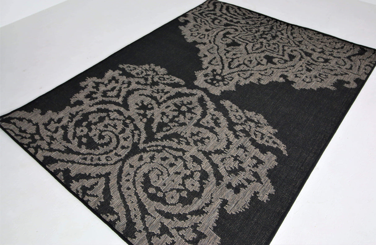 Jute Collection® Black Damask Design Jute Area Rug - HomeLife Company