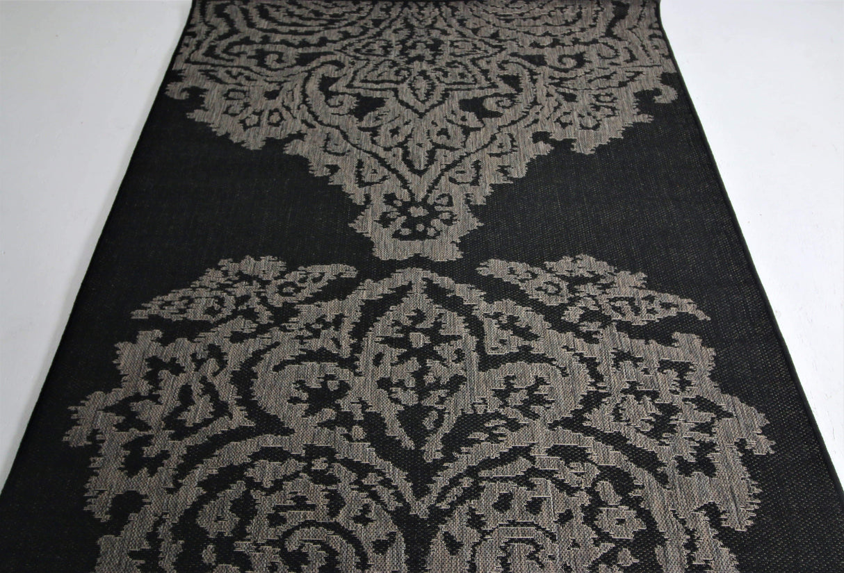 Jute Collection® Black Damask Design Jute Area Rug - HomeLife Company