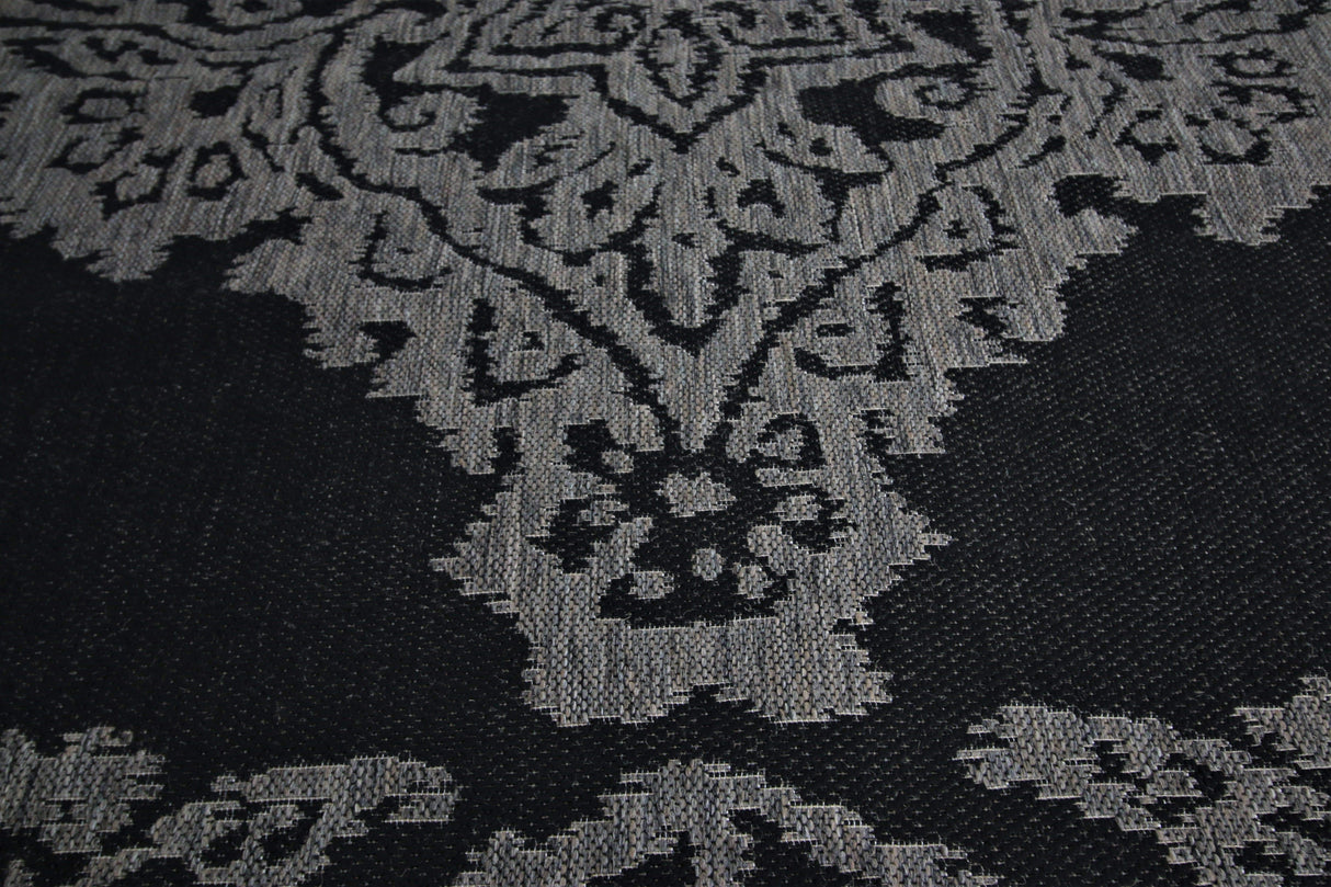Jute Collection® Black Damask Design Jute Area Rug - HomeLife Company