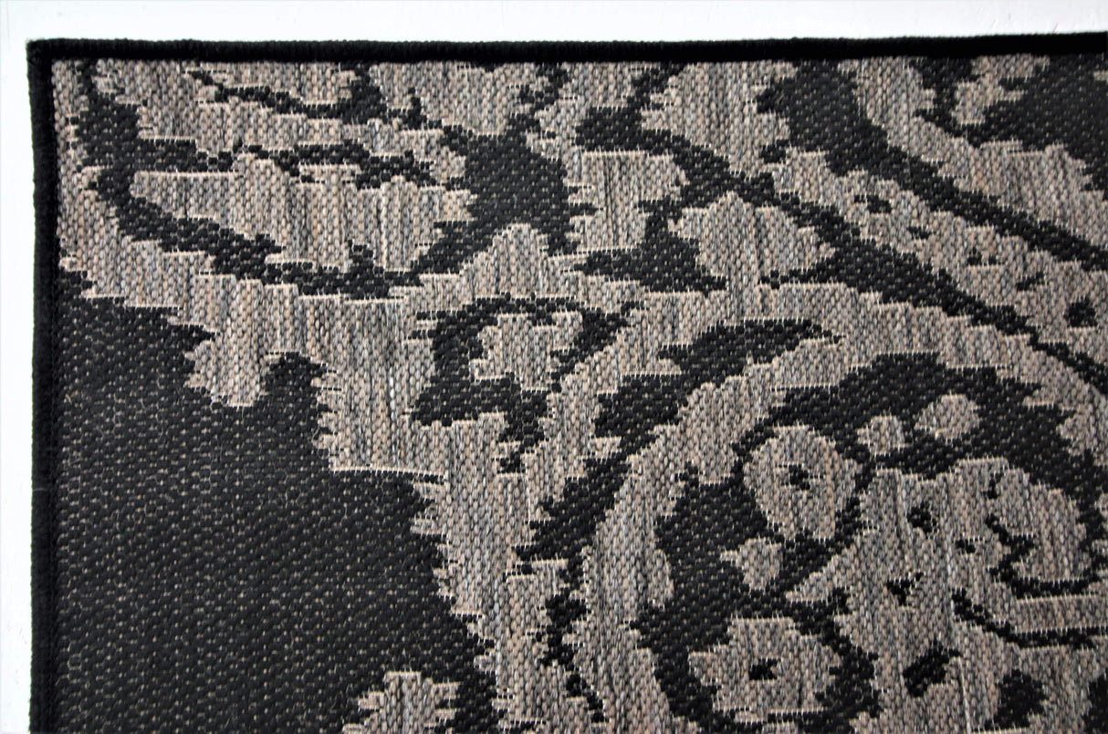 Jute Collection® Black Damask Design Jute Area Rug - HomeLife Company