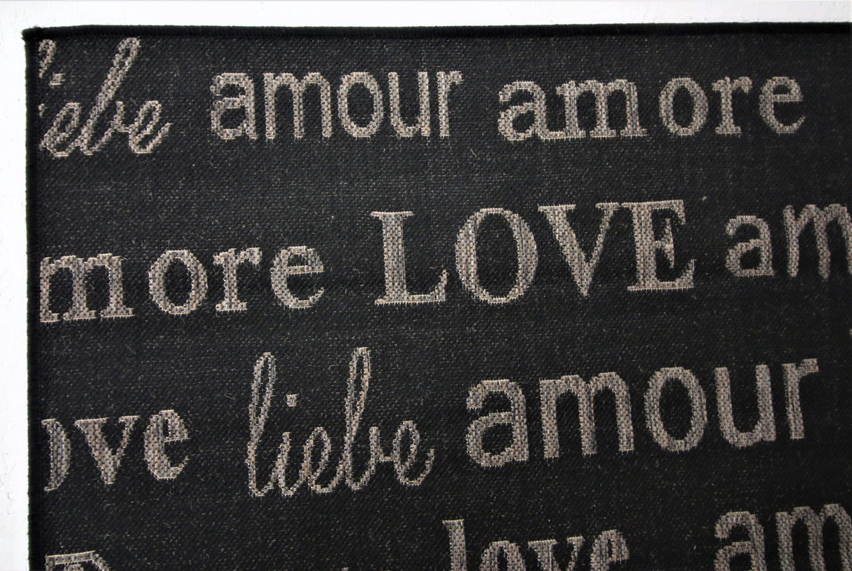 Jute Collection® Black Love All-Over Design Jute Area Rug - HomeLife Company