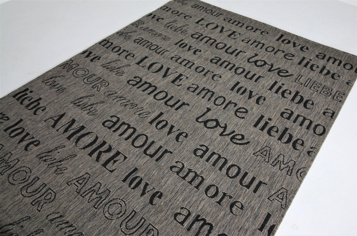 Jute Collection® Grey Love All-Over Design Jute Area Rug - HomeLife Company