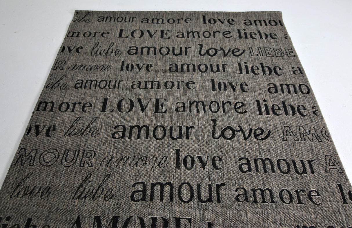 Jute Collection® Grey Love All-Over Design Jute Area Rug - HomeLife Company