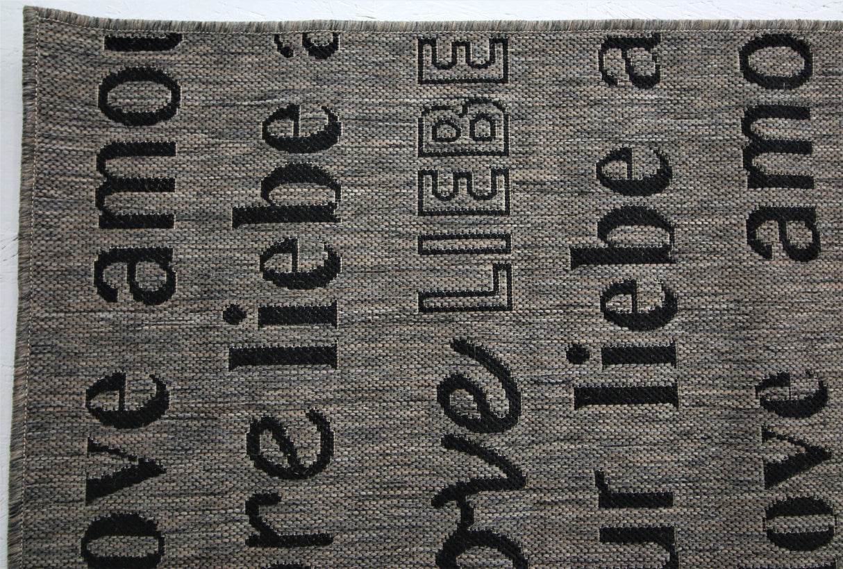 Jute Collection® Grey Love All-Over Design Jute Area Rug - HomeLife Company