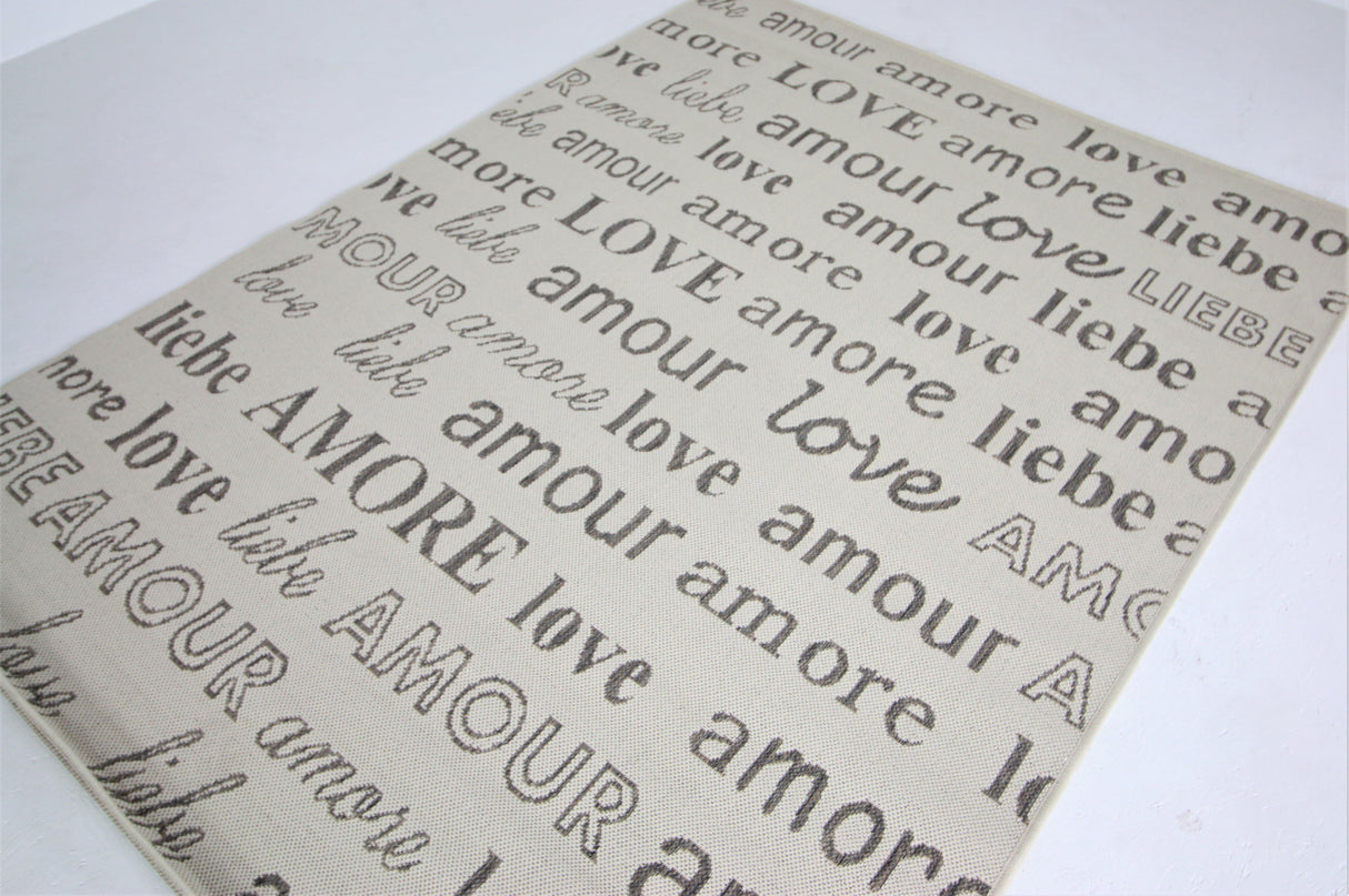 Jute Collection® Ivory Love All-Over Design Jute Area Rug - HomeLife Company