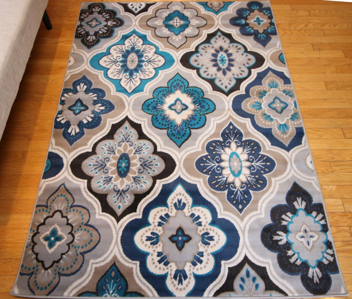 Generations New Contemporary Panal & Diamonds Beige Navy Coral Blue Grey Modern Area Rugs 8036 - HomeLife Company