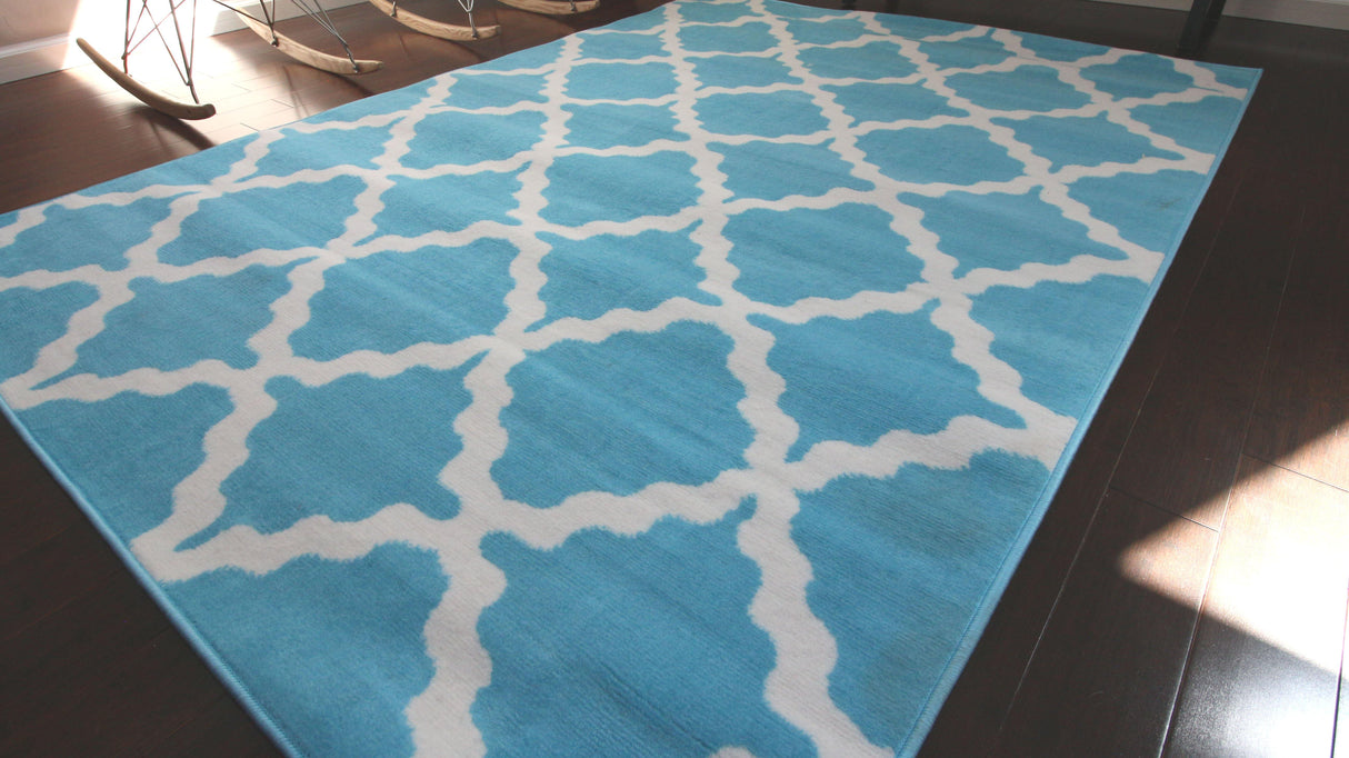 Generations Contemporary Pattern Light Blue White Modern Area Rugs 8041 - HomeLife Company