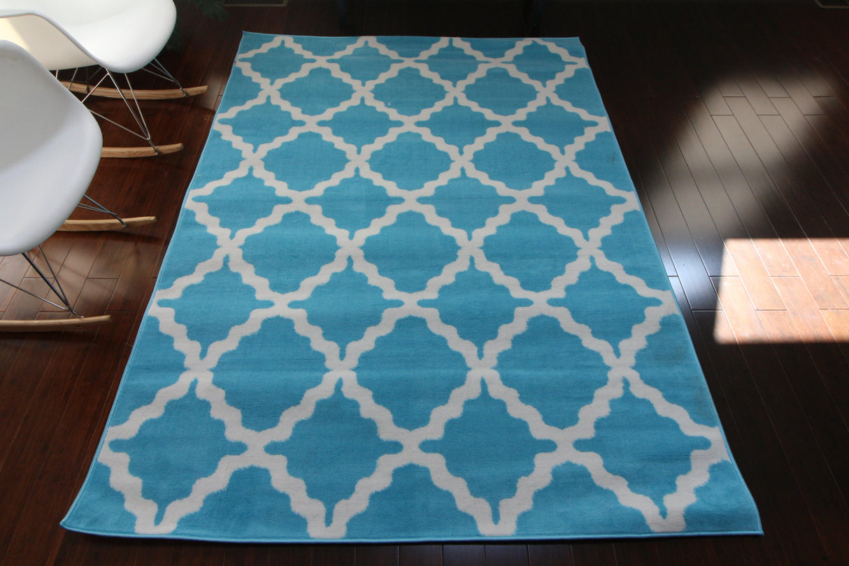 Generations Contemporary Pattern Light Blue White Modern Area Rugs 8041 - HomeLife Company