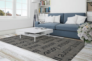 Jute Collection® Grey Love All-Over Design Jute Area Rug