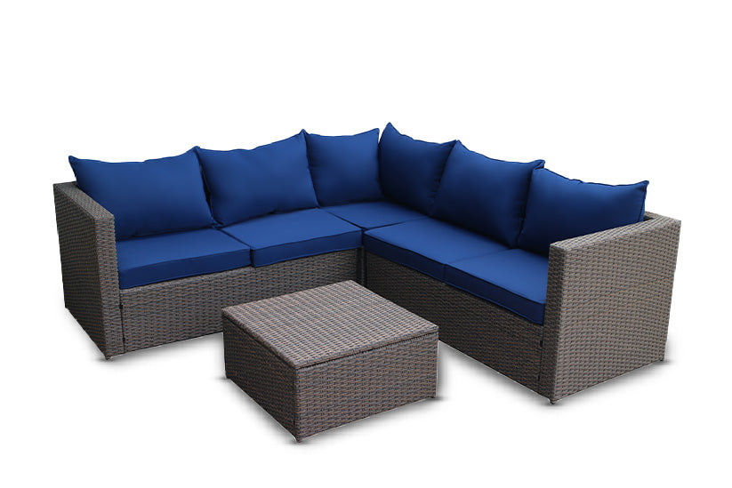 Wildwood - 78" x 78" Outdoor Furniture 4-piece Sectional Sofa Set Modern Coffee Table/Ottoman