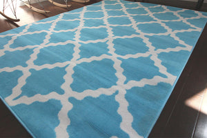 Generations Contemporary Pattern Light Blue White Modern Area Rugs 8041