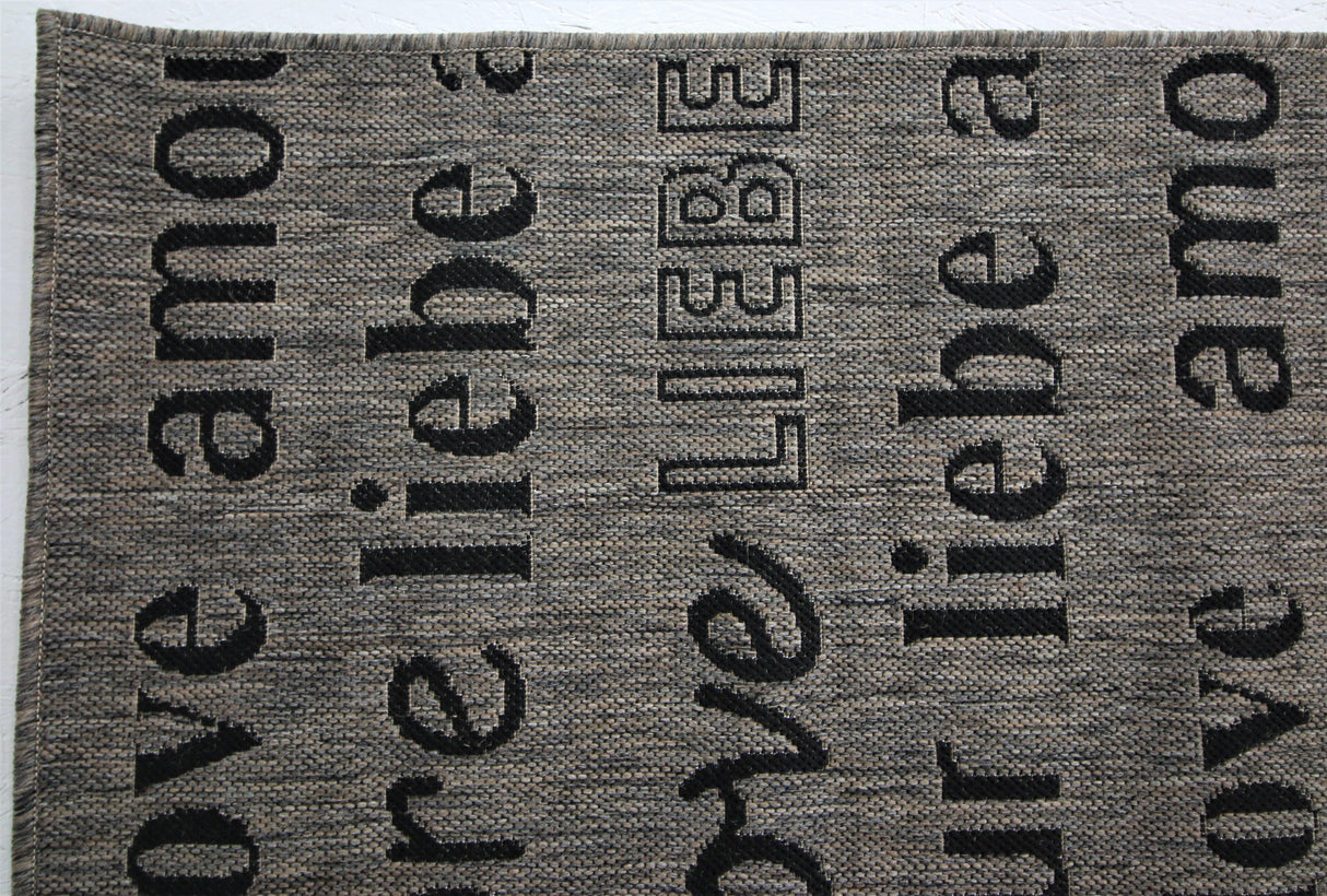 Jute Collection® Grey Love All-Over Design Jute Area Rug - HomeLife Company 